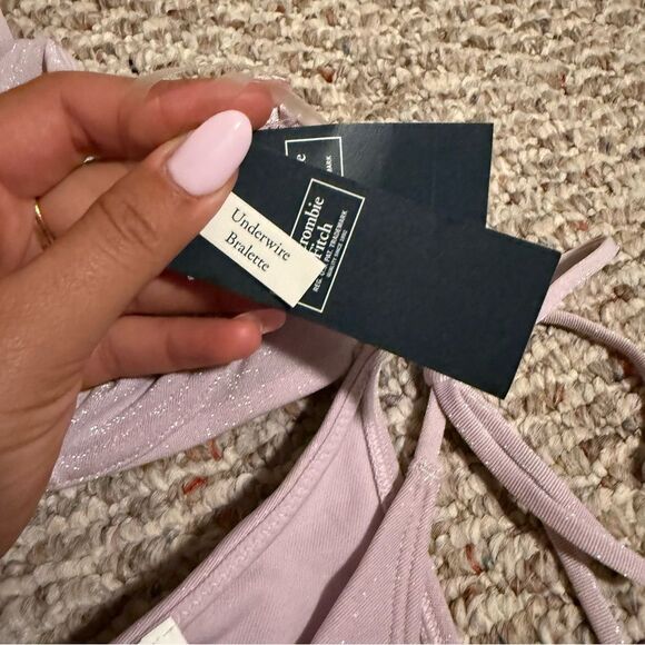 NWT Abercrombie & Fitch Purple Shimmer Asymmetrical String Bikini- Size Medium - Picture 5 of 12